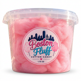 Boston Fluff bubble gum cotton candy in a clear 1.75 oz tub