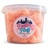 Boston Fluff pink champagne cotton candy in a clear 1.75 oz tub