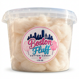Boston Fluff champagne cotton candy in a clear 1.75 oz tub