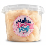 Boston Fluff pina colada cotton candy in a clear 1.75 oz tub