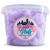 Boston Fluff grape cotton candy in a clear 1.75 oz tub